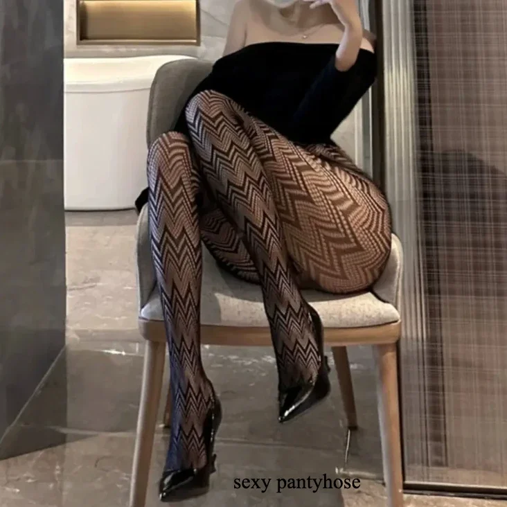 Pantimedias transpirables onduladas, medias de fiesta de rejilla, pantimedias de cintura alta para mujer, mallas sexis de color rojo vino negro, medias para mujer