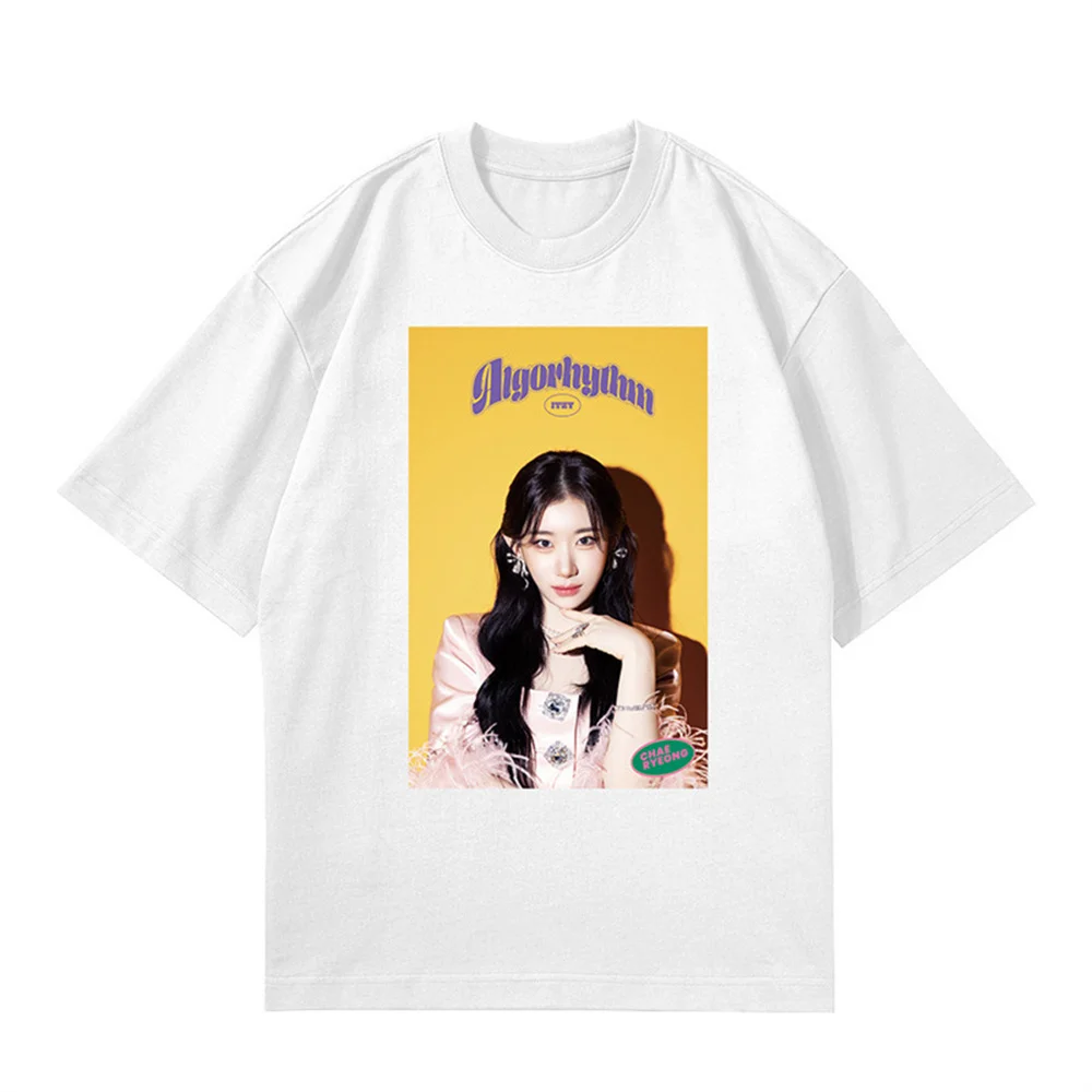 Kpop YUQI T-shirt ITZY Short-Sleeved Yeji Lia Ryuji Yuna Chaeryeong Top Tee Classic White T-Shirt Summer Fashion Casual Style