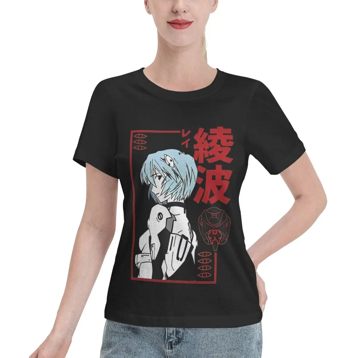 Frühlings-Musthave: Rei Ayanami Red Style Damen-T-Shirt, Y2K-Style, schlichtes Baumwoll-Oberteil