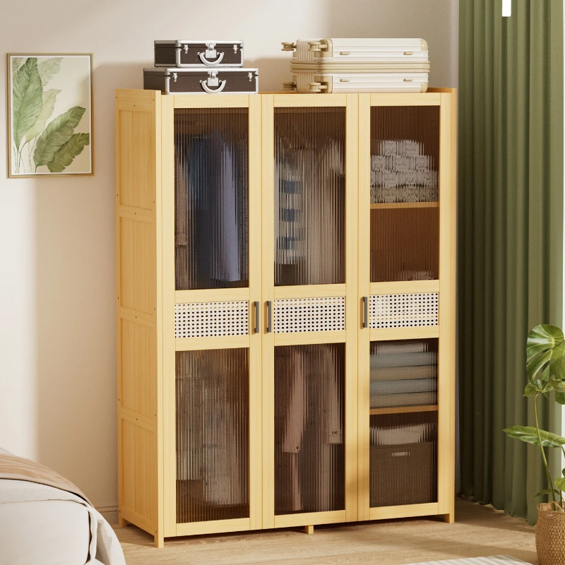 

Dust-proof wardrobe with door, hanging wardrobe, simple dormitory, coat cabinet, rattan clothes storage cabinet