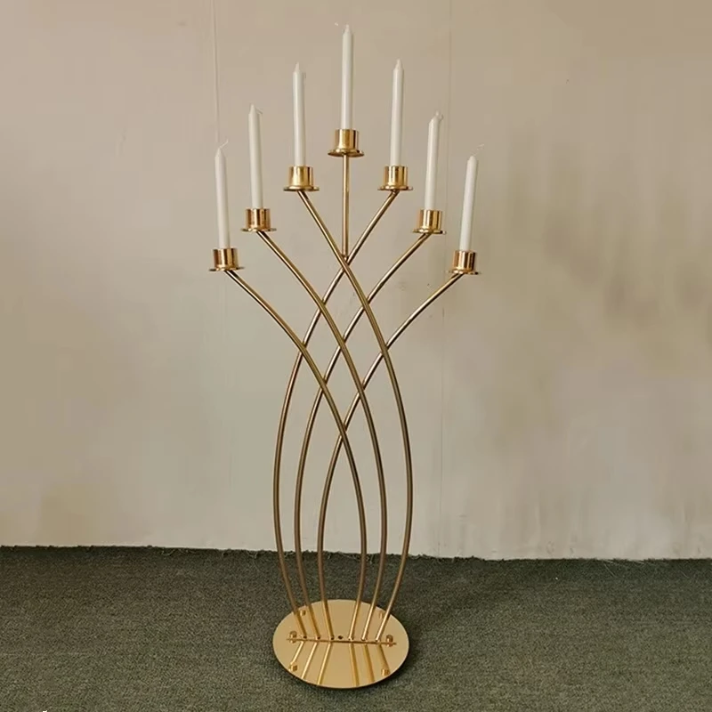 Elegant 7-Arm Metal Candelabra Set of 2 Wedding Table Centerpieces for Engagement Ceremony Home Party Decor