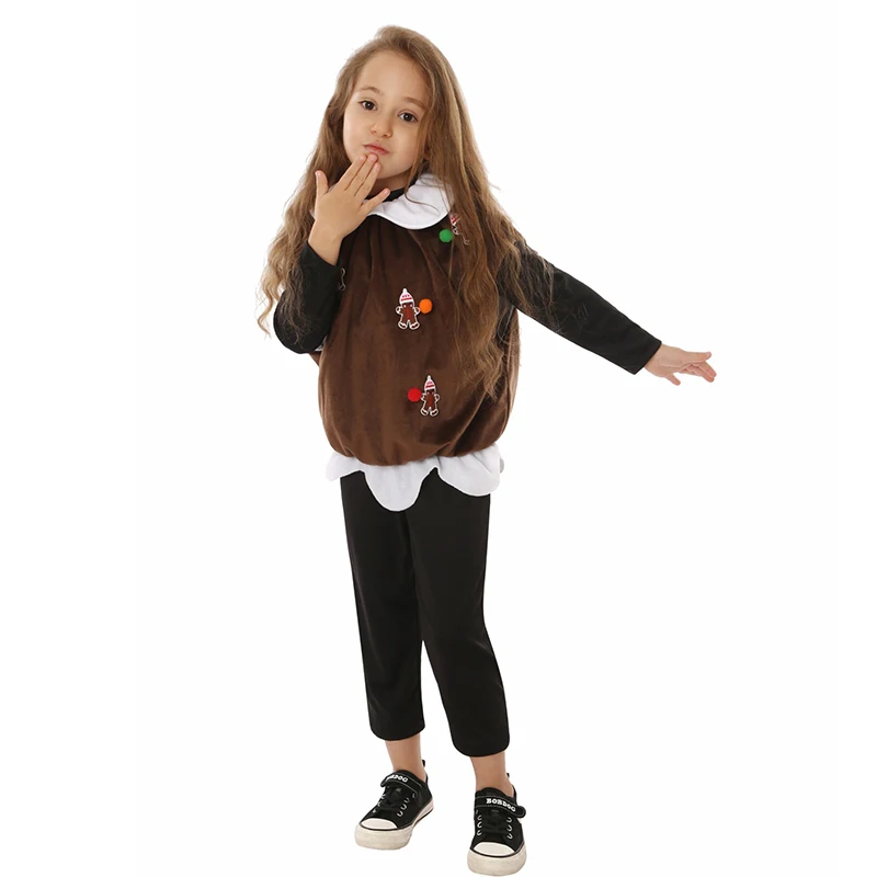 2024 Girls Xmas Fancy Dress Up Christmas Pudding Costume For Children