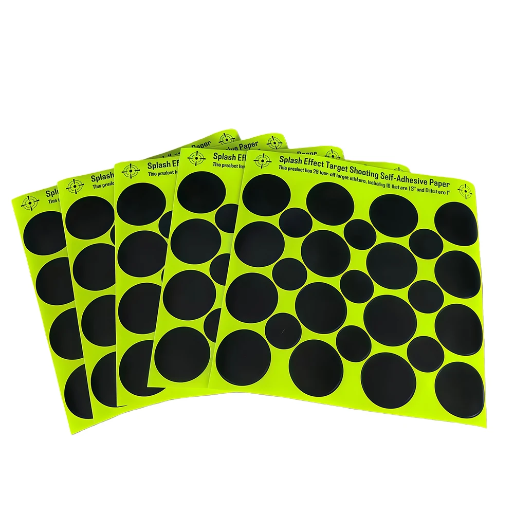 Reactive Splatter Replacement Dot Targets - 16 1.5-inch & 9 1-inch Dots per Sheet, Red or Black Color Options for Shooting,10Pcs view 3