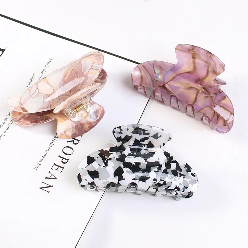 3.35 Inch Korean Style Acrylic Sheet Printing Hair Claw for Women ladies Fashion Crab Shaped Hair Clip Clamps Hair Jewelry