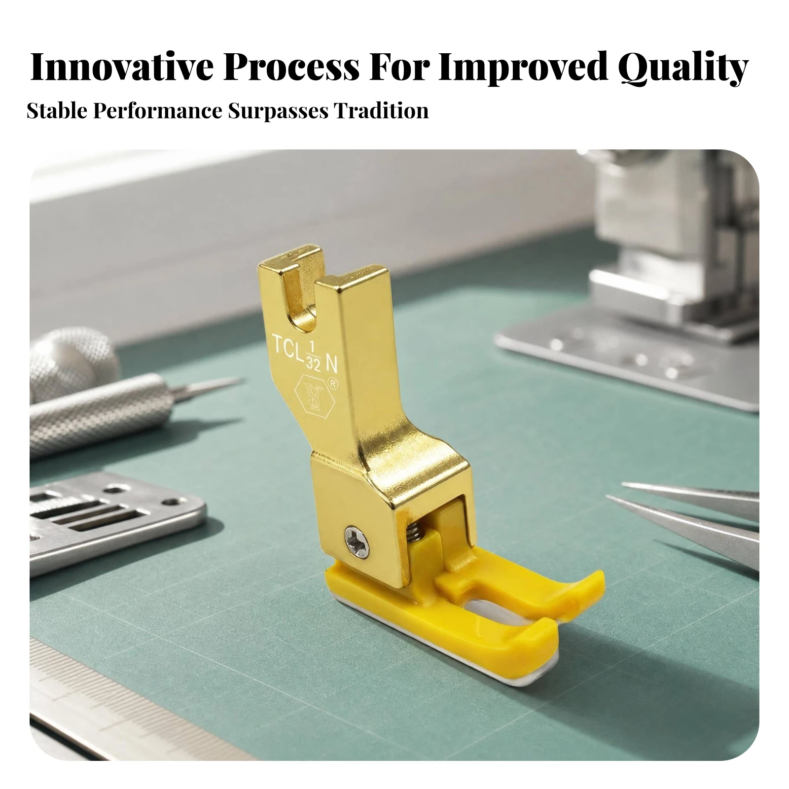 Edge Stitching Presser Foot Plastic Sole High-Low Presser Foot Machine Attachment Gold-Colored Craft Tool Spring Loaded