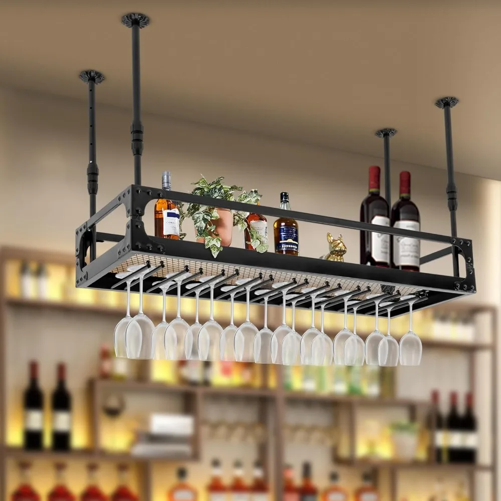 Barra Montada En El Techo De Metal Ajustable, Estante Colgante Para Vino, Estante Para Copa De Vino, Estante Flotante Para El Hogar, Soporte Para Champán, Decoración — -74%, 341.51€ Coupon, from 119.99€ – 74% descuento – €119.99