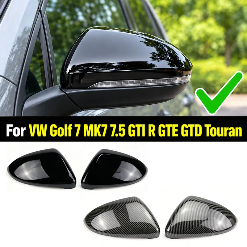 Side Rear View Mirror Cover Cap For VW Golf 7 MK7 7.5 GTI R GTE GTD For Touran 2013-2020 Replacement Mirror Case Car Accessories