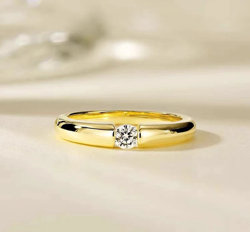 Charm Yellow Gold Color Tibetan Silver Ring With Credentials Simple Round Cubic Zircon Rings For Women Men Wedding Band