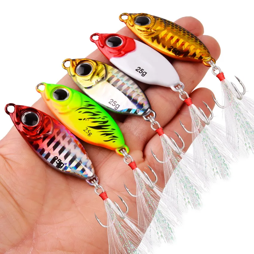 Metal Jig Fishing Lure Slow pitch Jigs Leaf 10G 15G 20G 25G Shore Cast Spoon Bass Fishing Bait Trout Saltwater Jigging Lures