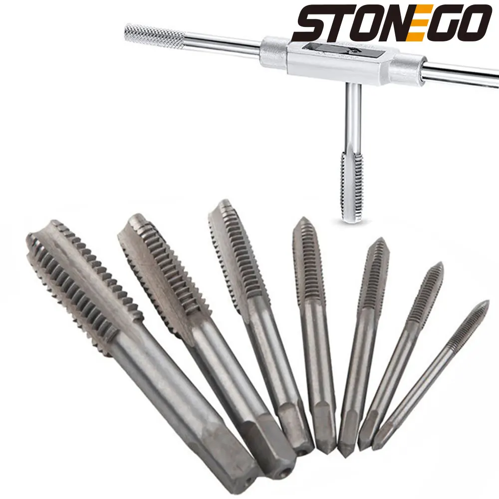 STONEGO 5PCS/7PCS Hand Screw Tap Die Wrench  Metric Plug Tap M3 M4 M6 M8 M10 M12 Met Verstelbare Tap Wrench