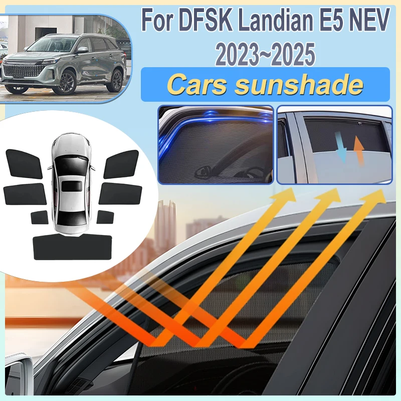 

Для DFSK Landian E5 2025 2023 2024: Солнцезащитные шторки-зонт для боковых окон электромобиля, складные, сетчатые, аксессуары