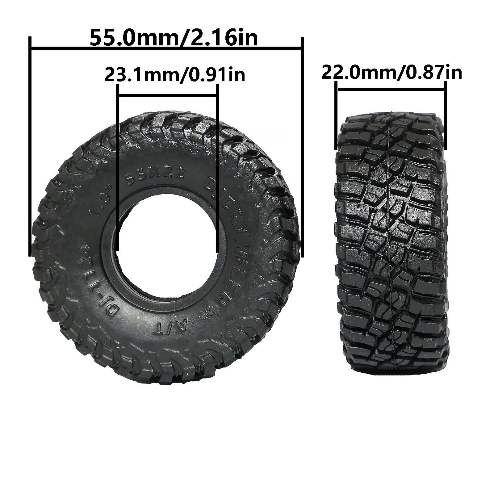 Pneu d'escalade en caoutchouc butyle pour AXIAL SCX24 1/24 FMS FCX24, 1 pouce, tout Terrain, avec éponge de revêtement, pièce de mise à niveau, DJ 90081
