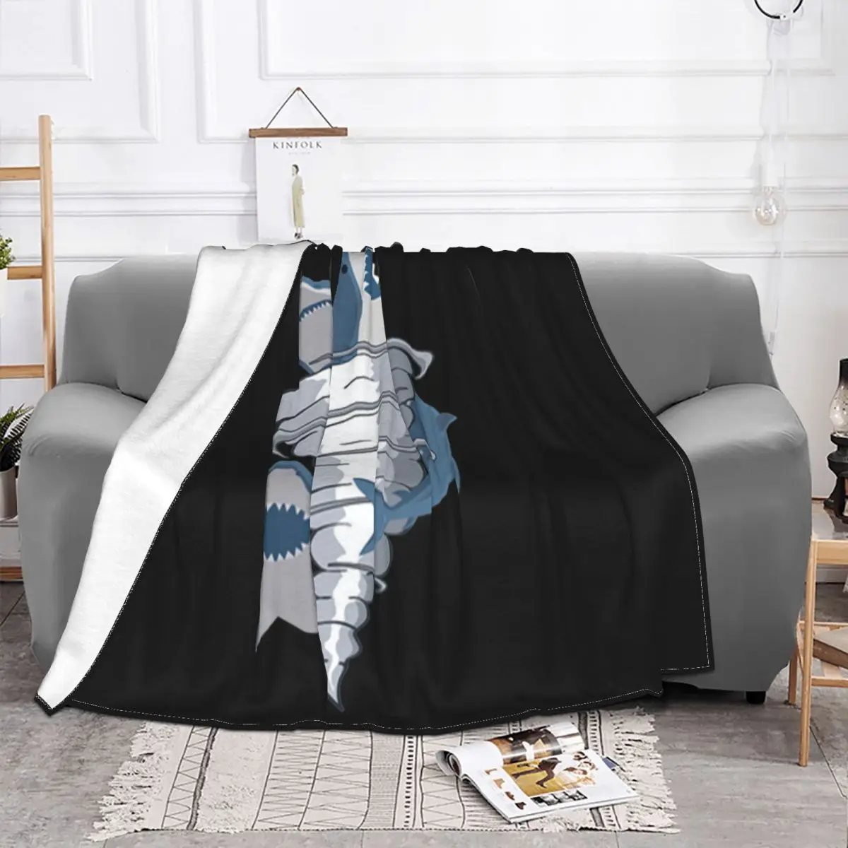 Official Halloween Shark Tornado Tiger Great White Sharks Bite Retro Homme Original Throw Blanket