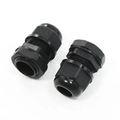 2 peças pg13.5 tipo preto plástico rígido à prova d'água cabeça de conector de glândula de cabo