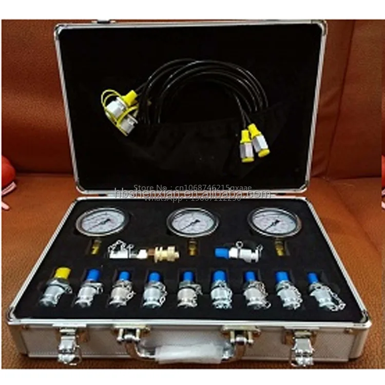 

Hydraulic Pressure Test Kit for Excavator Diagnostic Tool with Cutting Service 3 Gauges 11 Couplings 3 Test Hoses