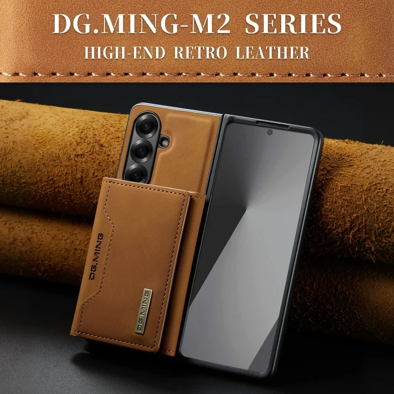 DG.MING Leather Wallet Phone Case for Samsung Galaxy Z Fold 8 Ultra 7 6 5 4 3 fold7 fold6 fold5 Cards Holder Funda Cover Hoseje