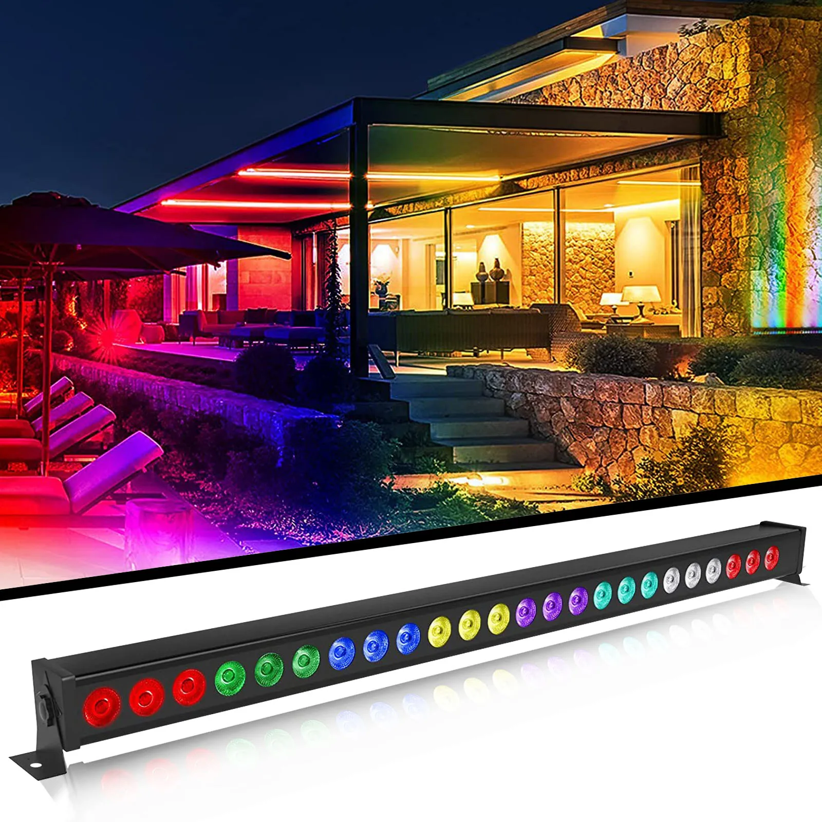 BOTAI RGB 24 LEDs Wall Washer Light Stage Effect Lighting with Remote Controller DMX Sound Mode for Pub Concert Party KTV