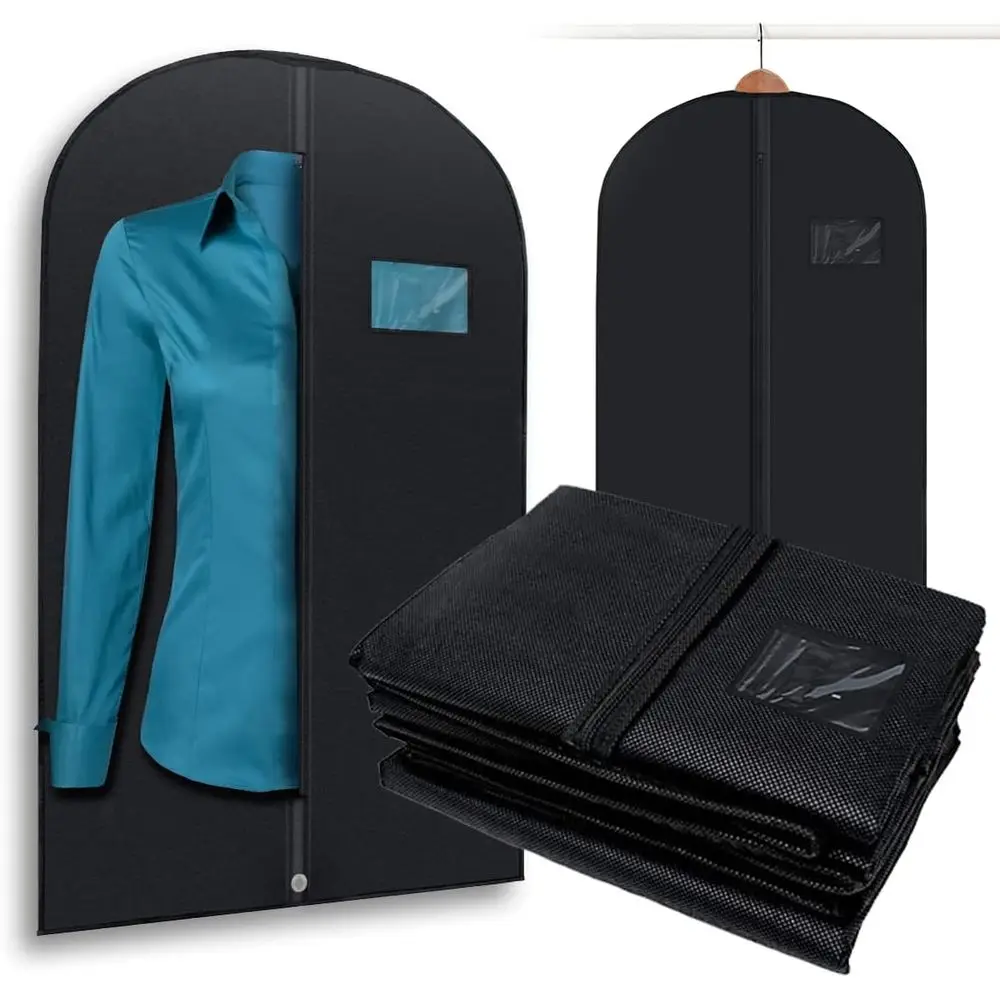 

Premium 40 Travel Suit Garment Bag with Zipper and Transparent Pocket - 100 Pack (Black)