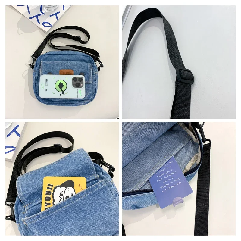 Small Denim Women's Bag New Jeans Pocket Canvas Shoulder Bag Cowboy Handbags Vintage Messenger Bag Y2K Eco Bag Korean Satchels
