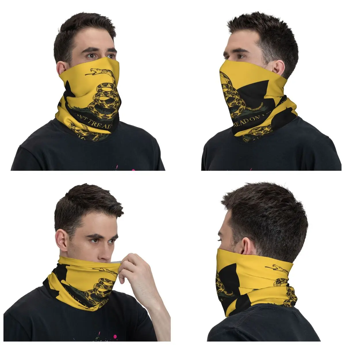 Imagem -02 - Libertarian Gadsdens Bandeira Ancap Neck Gaiter Proteção uv Face Scarf Capa Headband Balaclava Bandana Homens Mulheres