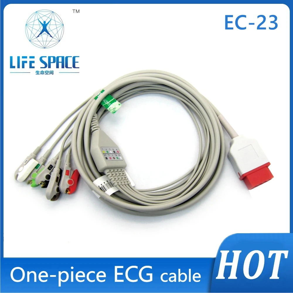 EC-223 Reusable High quality One-piece ECG cable 3leads 5leads clip snap for Biomet BM7 patient monitor