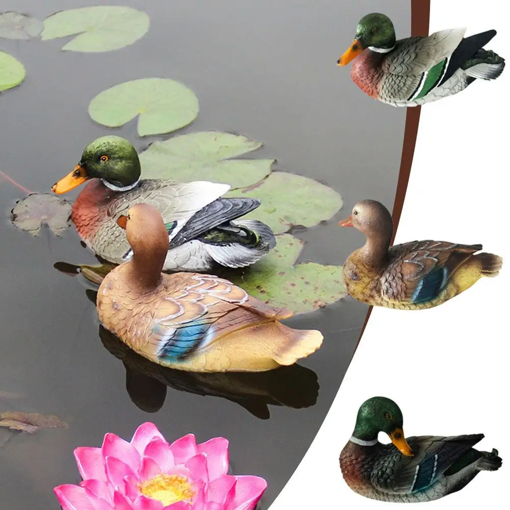 Resin Statue Mandarin Duck Courtyard Pond Floating Ornaments Home Animal To Swan Fade Decorations Simulation Easy Not Z0e0