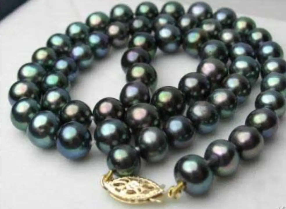 

Charming AAA 9-10mm South Sea Black Pearl Necklace 18'' 14K Jewelry Accessory Gift