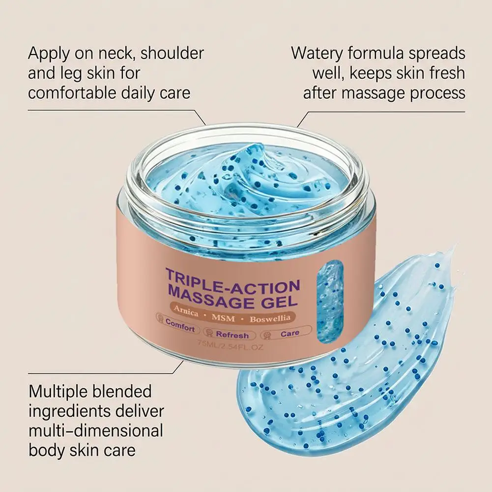 Triple-Action Massage Gel Cooling Muscle Rub Cream With Magnesium, MSM & Arnica Non-Greasy Soothing Cooling Muscle Cream
