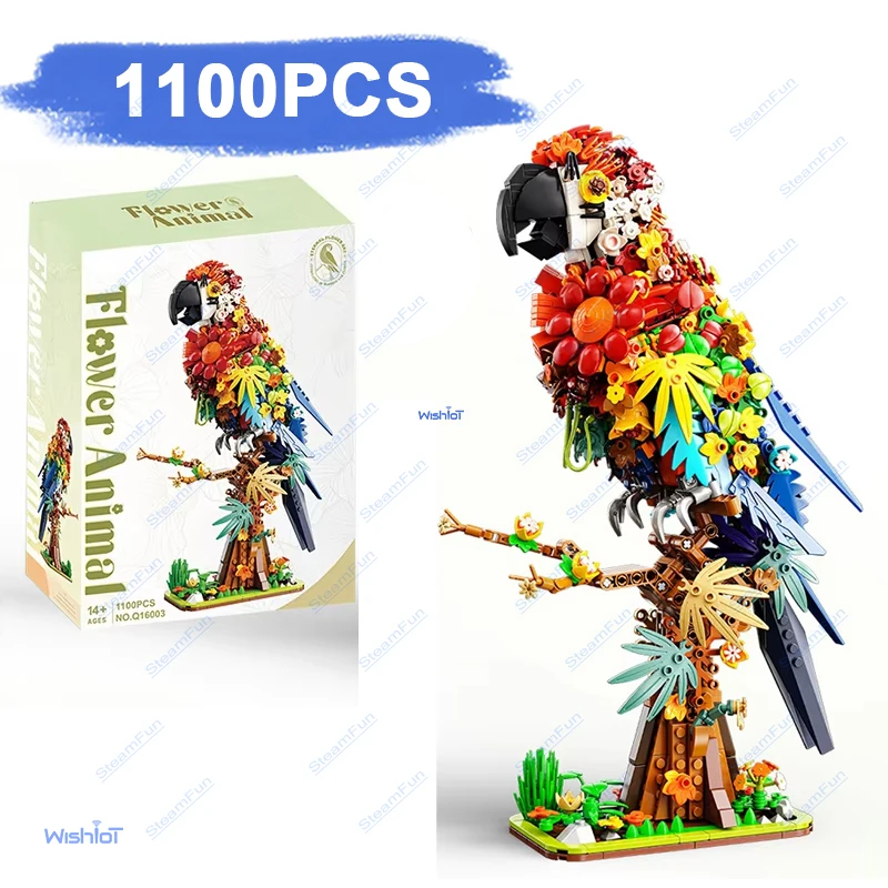 

Q16003 Parrot 1100 деталей, серия «Цветочные истории», модели для самостоятельной сборки, мелкие строительные блоки, технические конструкторы MOC