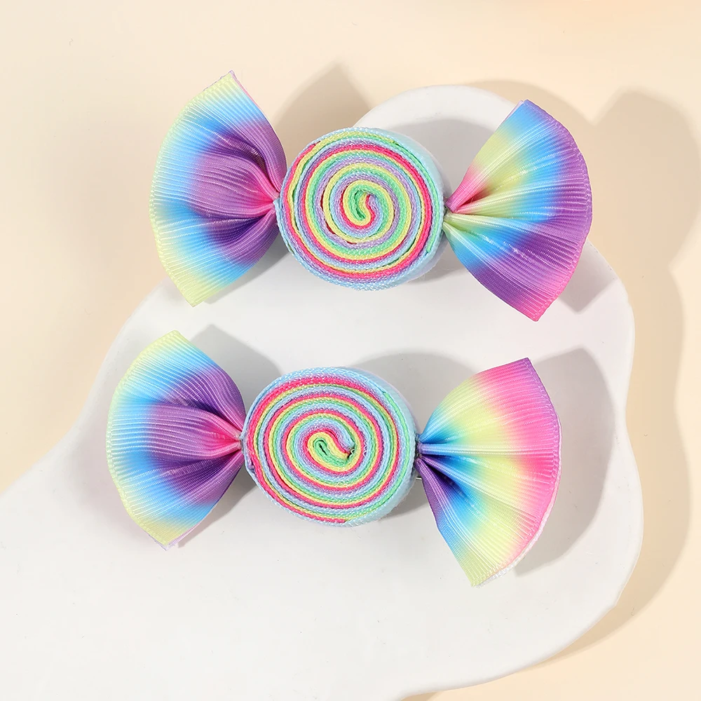 Candy Bow Hair Clips for Girls, 2Pcs Set