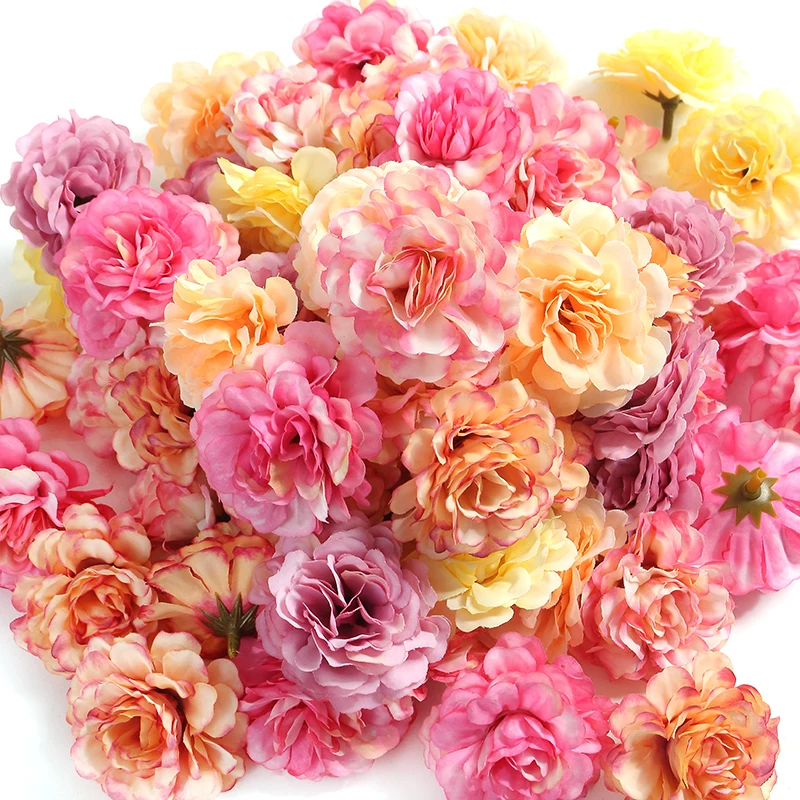 10/20PCs Rose Artificial Flowers 4.5cm Fake Flower Head for Wedding Marriage Decoration Home Decor Craft Garland Gift Accessory