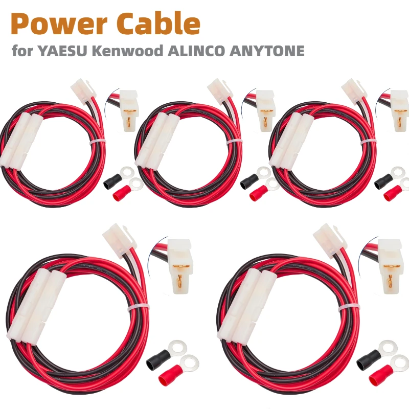 

5pcs 3M T-Shape DC Cord Car Power Cable CB Mobile Radio Connector Cable for YAESU Kenwood TM-741 TM271 TM281 ICOM ALINCO ANYTONE