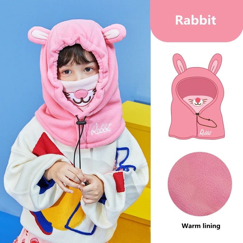 Lemonkid, gorro enmascarado de animales de dibujos animados para niños, gorros cálidos para otoño e invierno, gorros para niñas, gorros para niños, gorra a prueba de viento para ciclismo