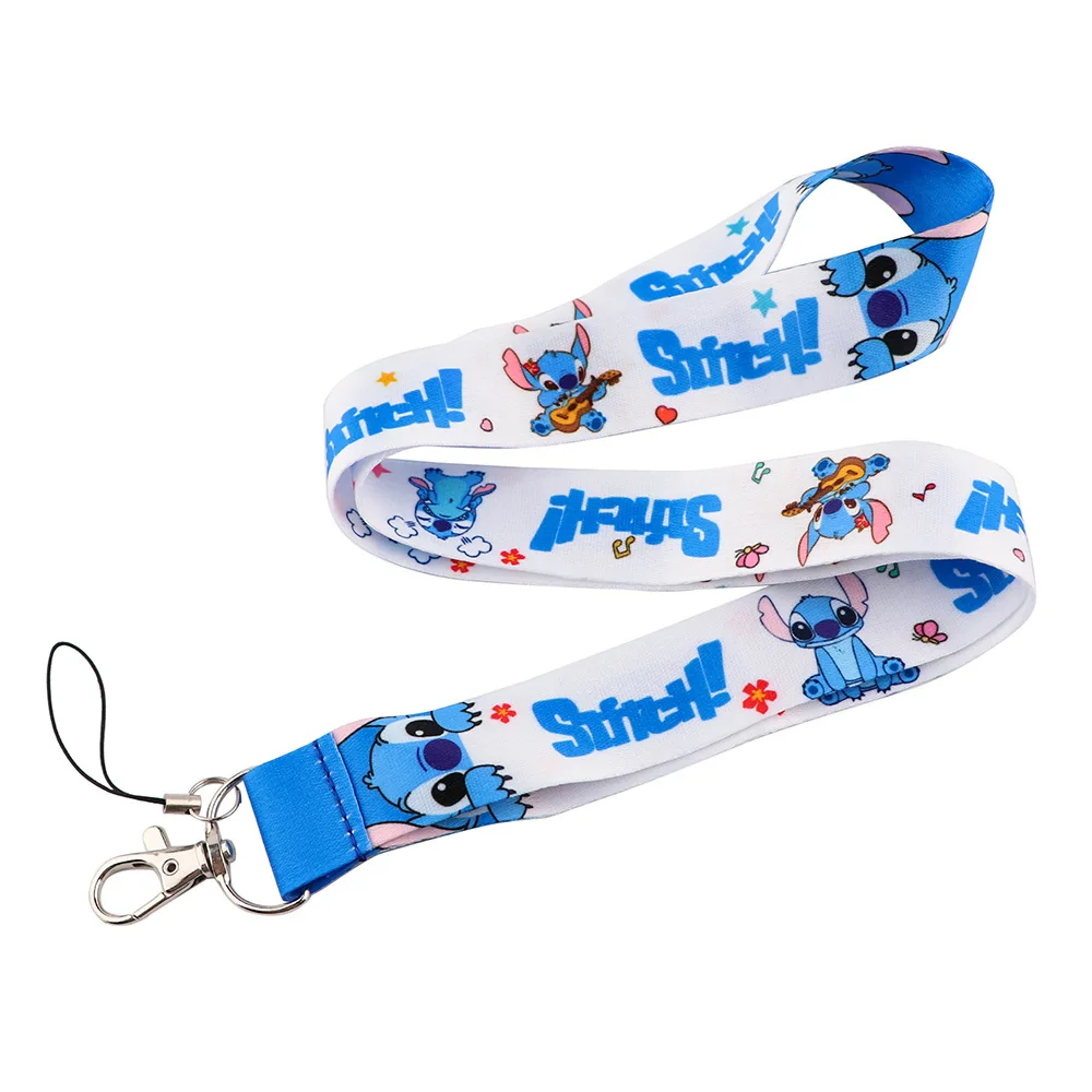 Disney Stitch Toy Traction Keychain Lanyard For Key Neck Phone Strap Electronic Cigarette Strap ID Key Strap Cartoon Kids Gift