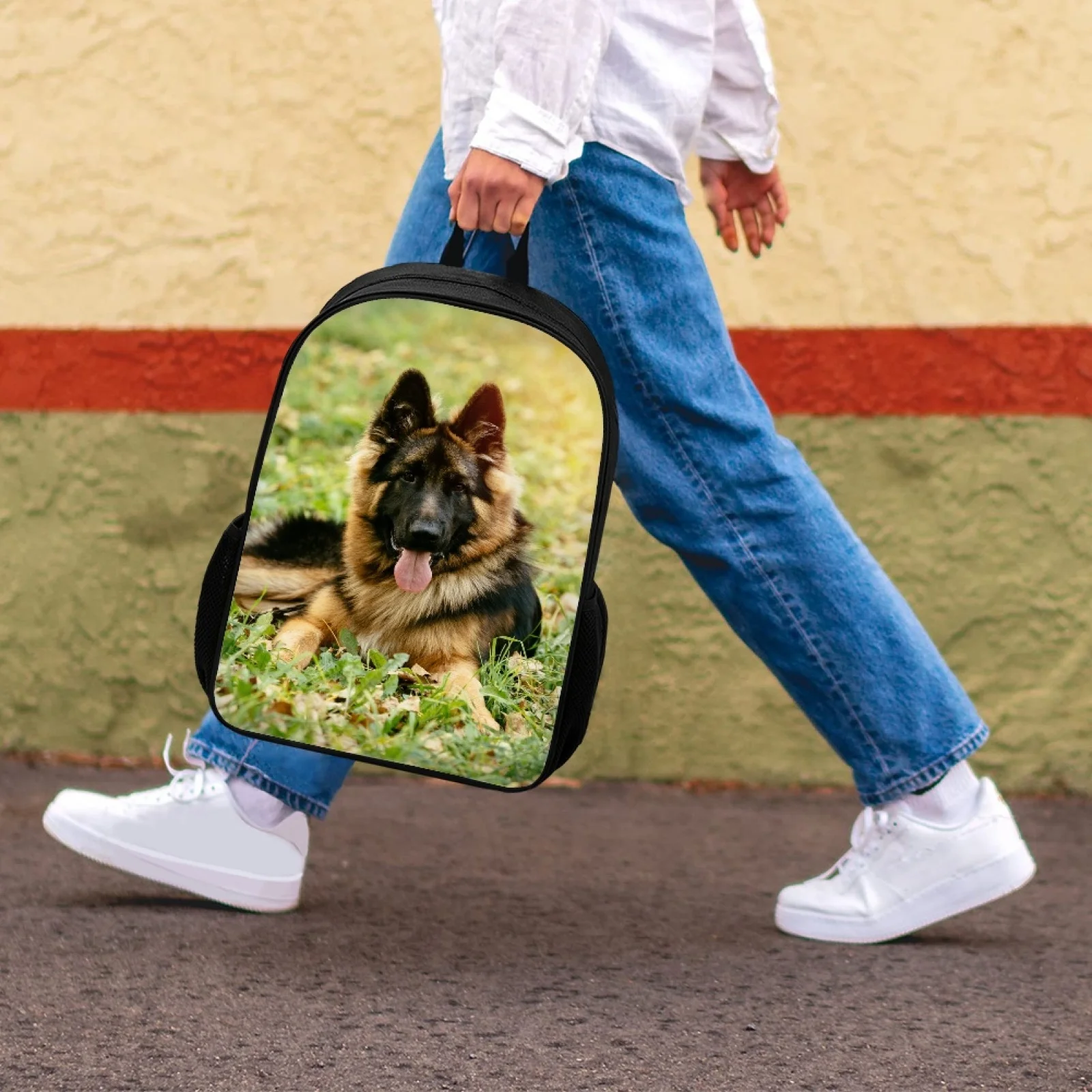 Kids School Bags for Teenager Boys Girls Backpack German Shepherd Dog Print School Satchels Bookbag Schoolbag Student Book Bag