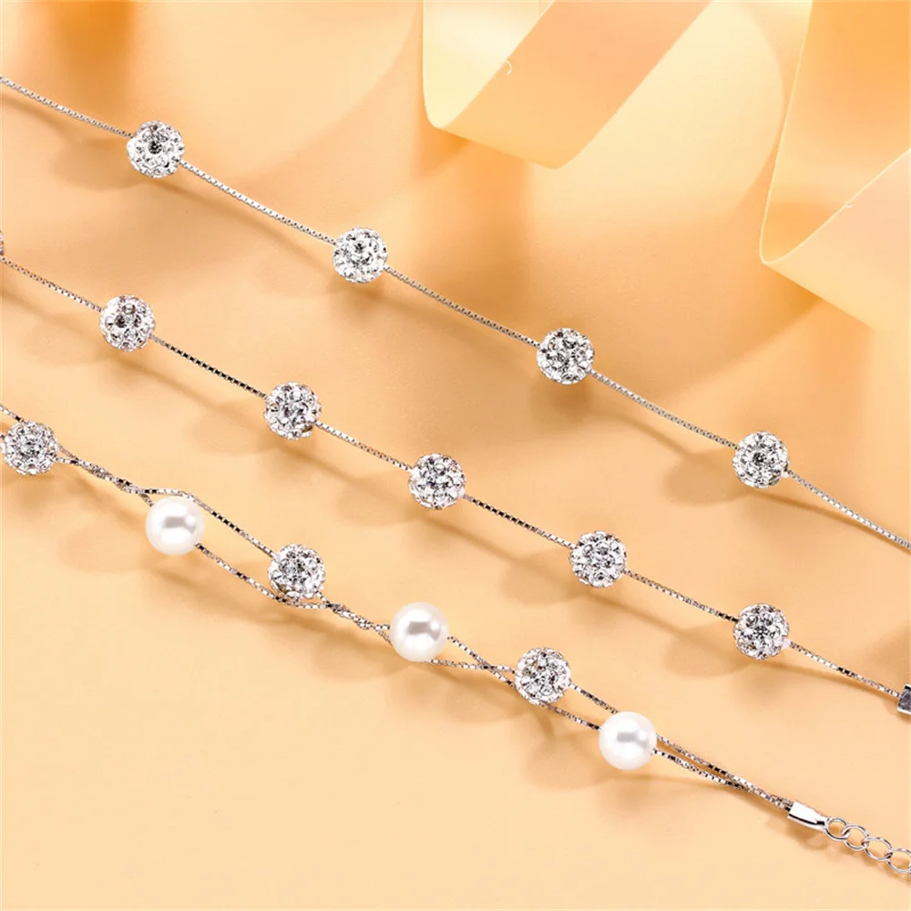 

Корейский браслет из серебряных бусин S925 с ракушками - Crystal Love, универсальный женский браслет со свежим цирконом