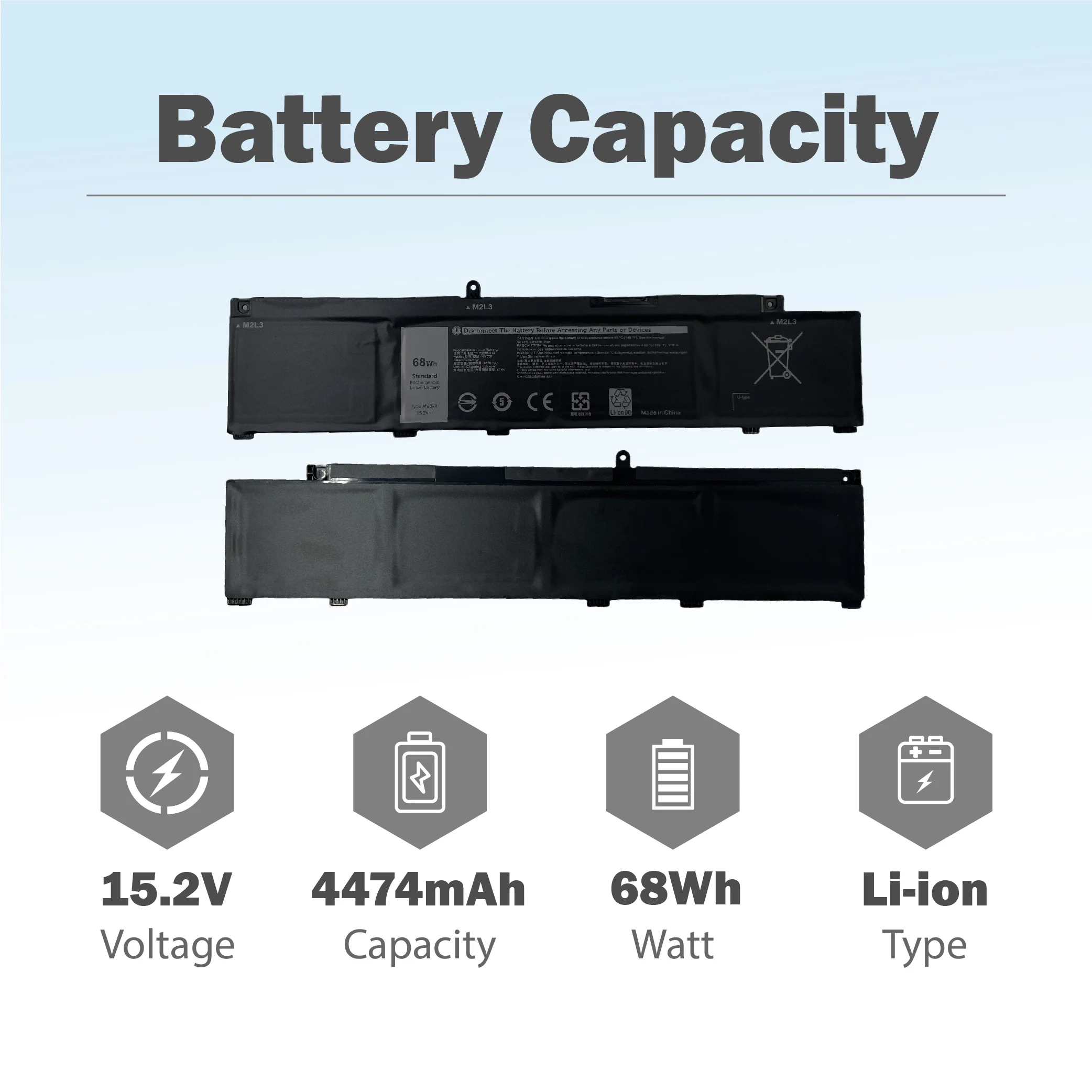 MV07R 4474mAh 68Wh Battery For Dell G3 15 3500 3590 G5 15 5500 5505 5590 72WGV W5W19 Inspiron 14 5490 M4GWP PN1VN 15.2V