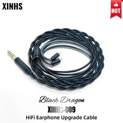 XINHS 089 Black Dragon 5 Elements HiFi Headphone Upgrade Cable 0.78mm 2PIN 4.4/3.5 Balanced Cable for Kinera PULA SeeAudio