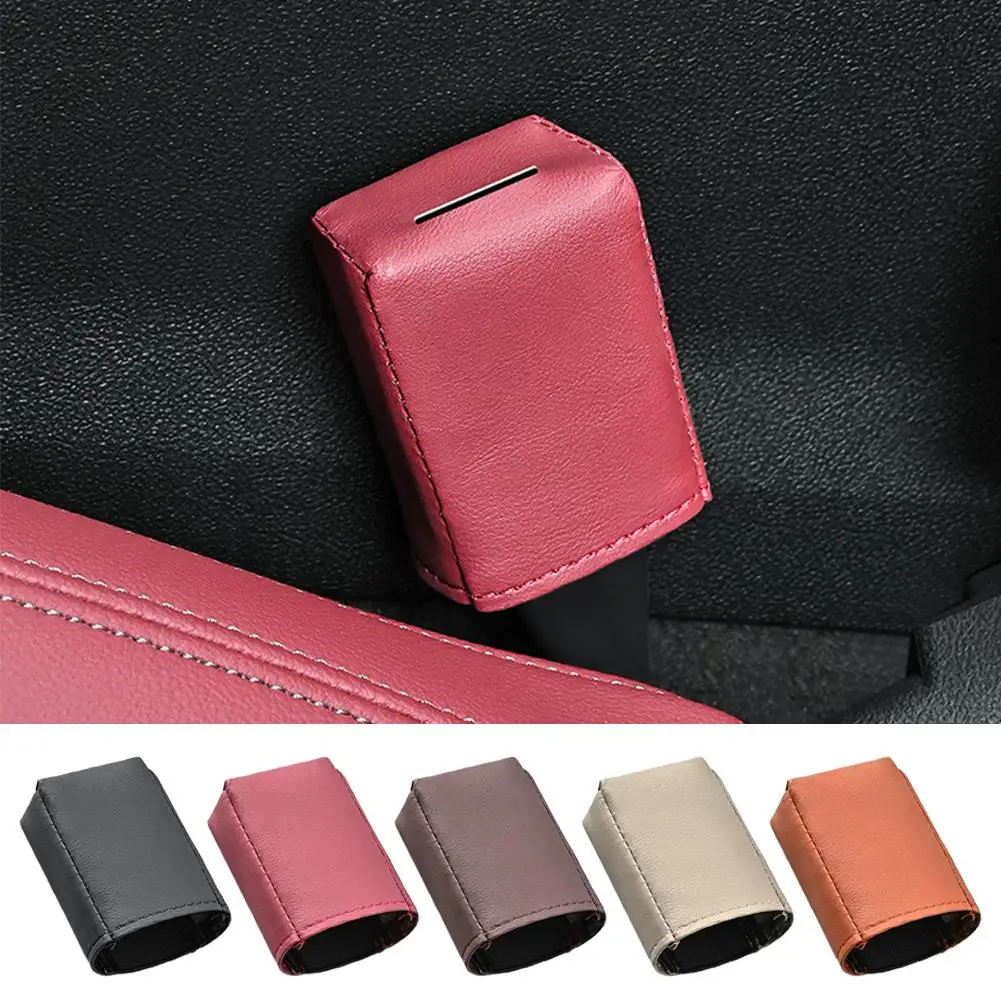 New 1 Piece Car Interior Seat Belt Jack Decorative Cover Leather New Car Seat Protective Socket Belt Protective Cover T2D2