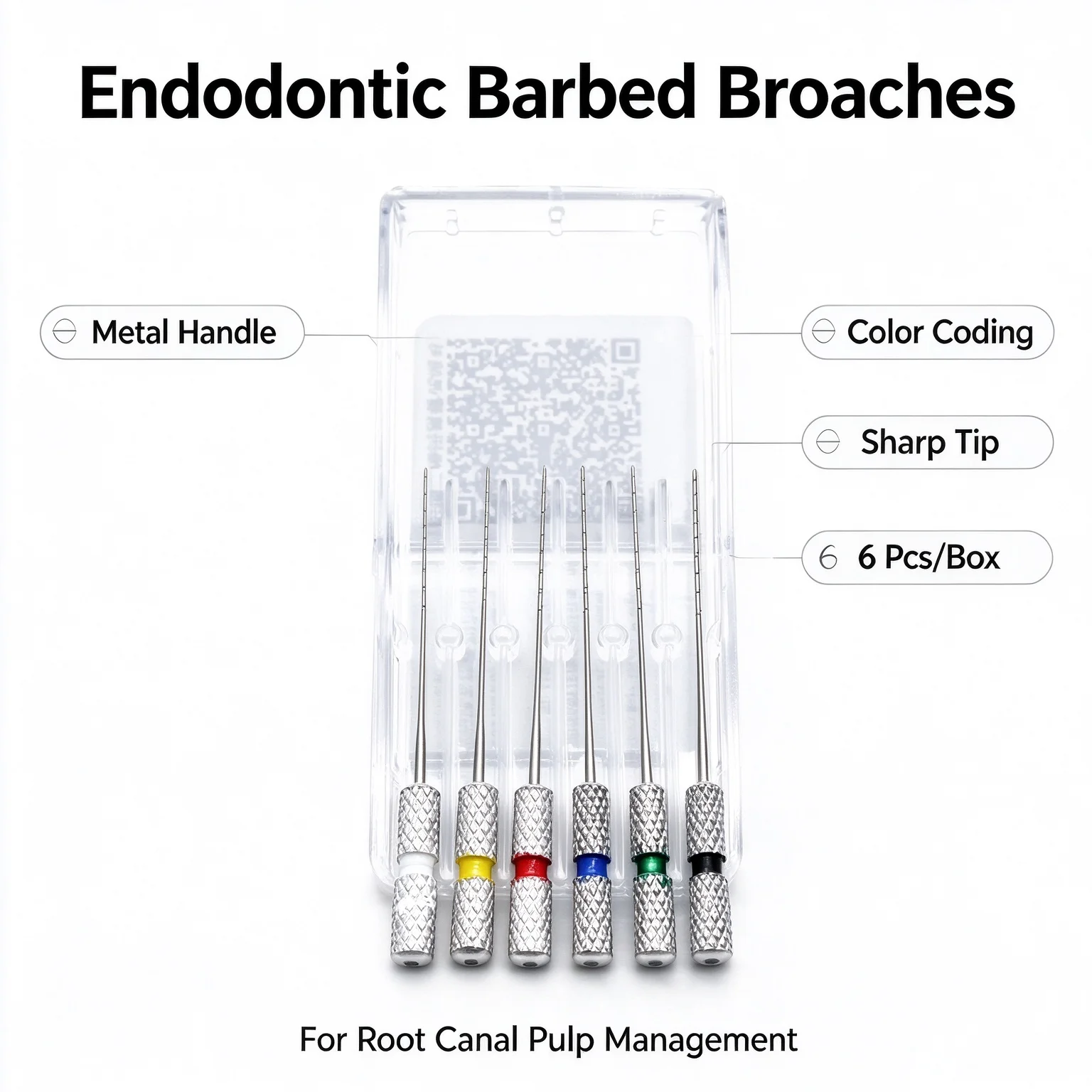 6Pcs/Pack Dental Root Canal Files Cleaning Needle Square Barbed Broaches Dentistry Endodontic Accessories