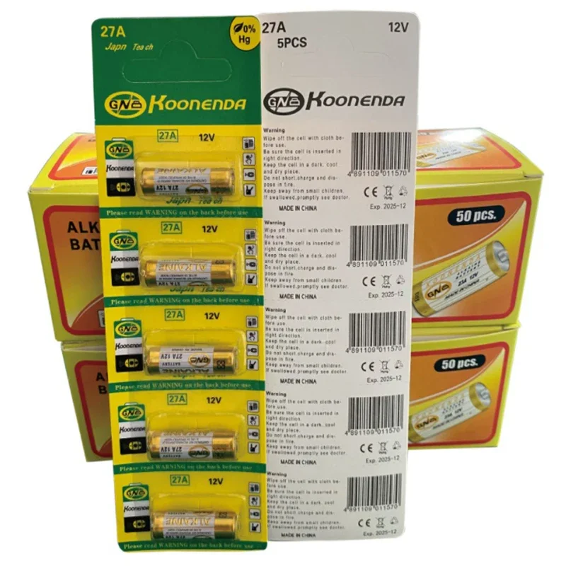 Nuova batteria alcalina a secco 27A 12V A27 per campanello allarme auto telecomandoMN27 MS27 GP27A A27 L828 V27GA ALK27A