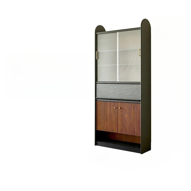 French retro, solid wood bookcase, free combination bookshelf on the whole wall of the living room, study bookcase
