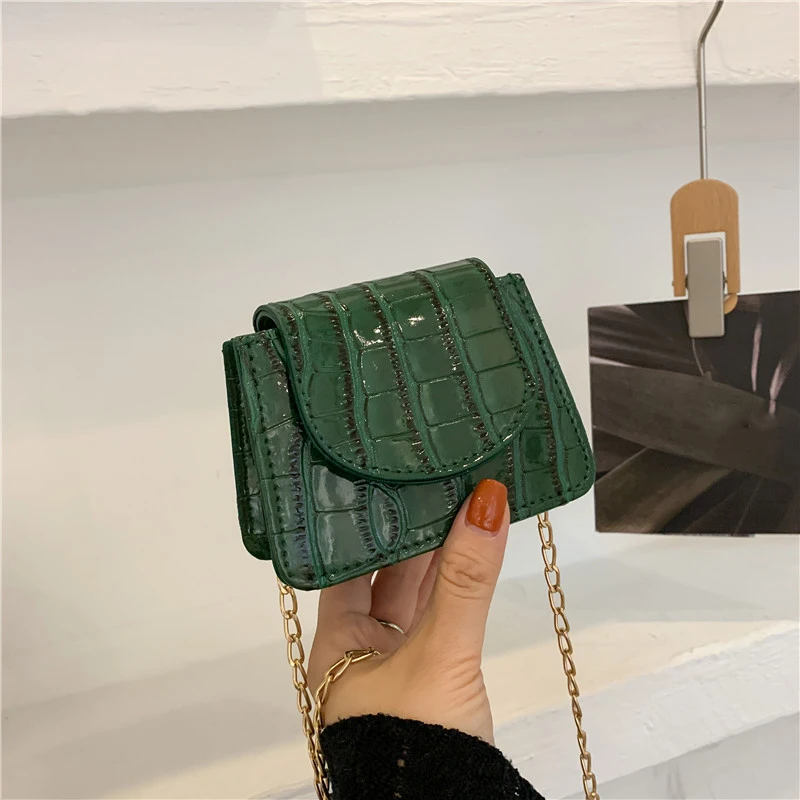 Women Shoulder Handbags Stone Pattern PU Leather Trend Designer Chain Hasp Bags Coin Purse Mini Single Square Bag shoulder bag