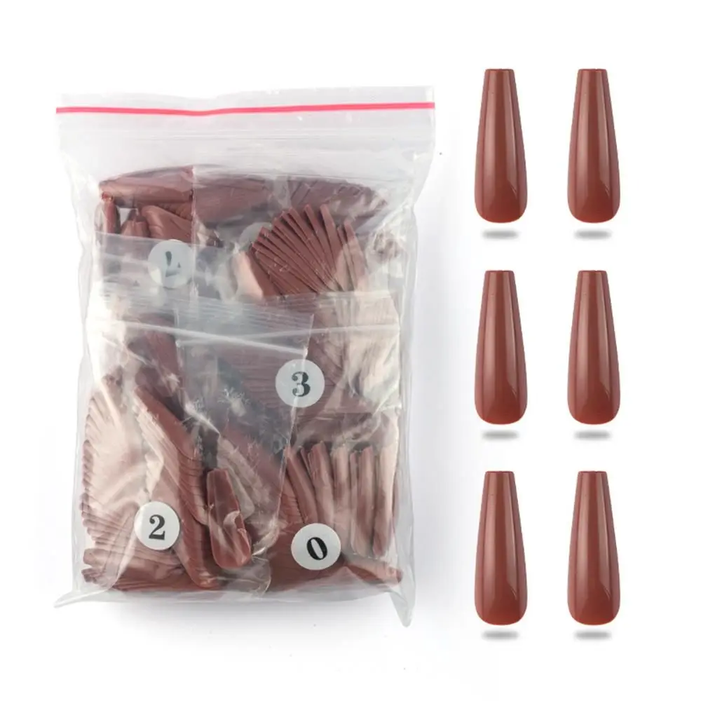 500pcs Colorful False Nails Long Ballerina Coffin Shape UV Shiny Extra Long Full Wrap Solid Color Ballerina Nails