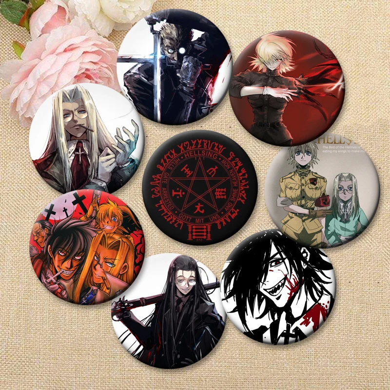 Anime Hellsing Alucard The Professor The Major Brooches Pins Fashion Jewelry Accessories Cartoon Badge for Backpack Decoration
