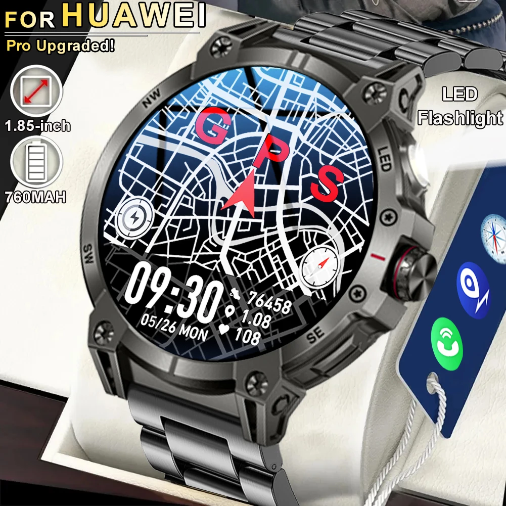 

New For Huawei Outdoor Sports GPS Smart Watch Men 1.85-inch AMOLED HD Screen Compass Heart Rate NFC Bluetooth Call Smart Watch