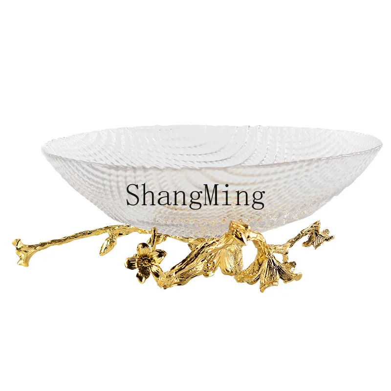

DSA light luxury corrugated glass fruit plate ornament creative high value branch flower base fruit bowl jewelry