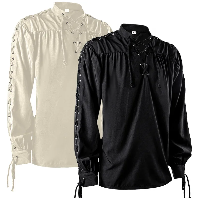 

Medieval Renaissance Gothic Long-Sleeved Lace-up Shirt Stage Costume