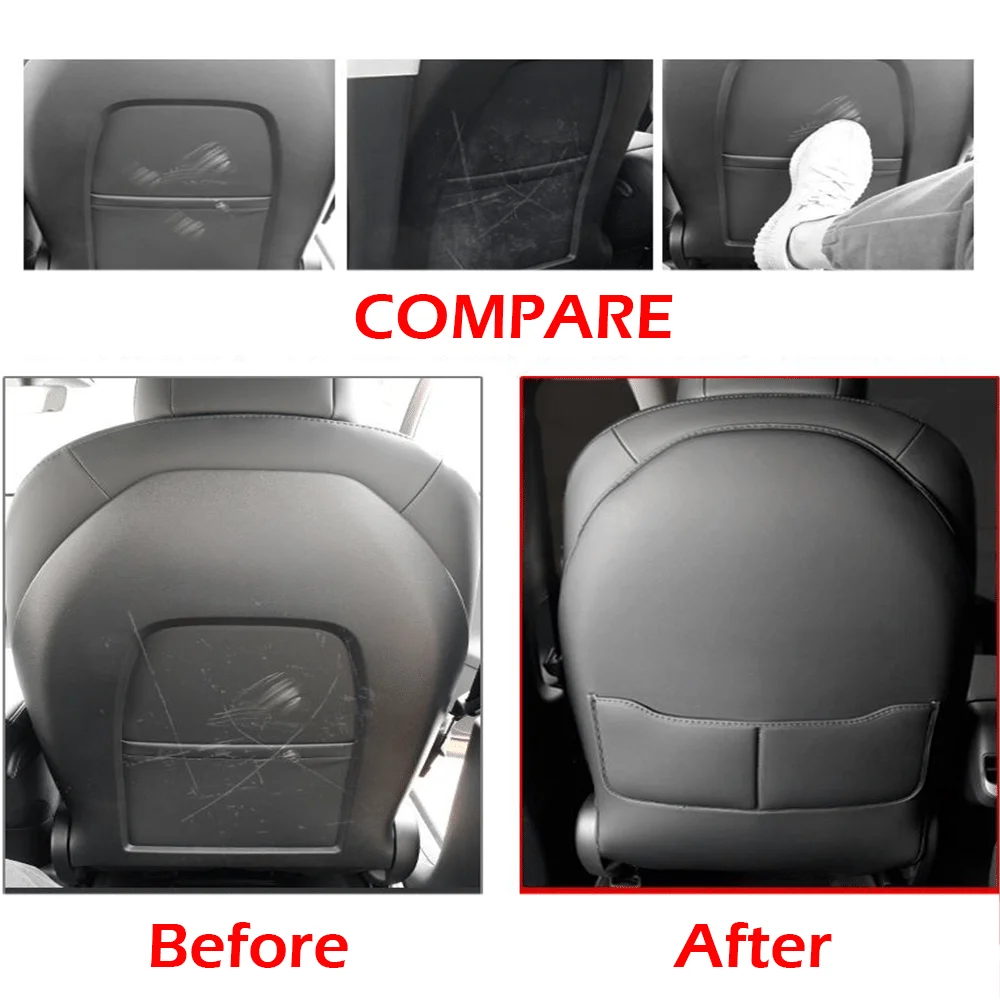 For Tesla Model 3 Model Y 2019-2024 Seat Back Kick Protector Backseat Kick Mats for Kids Extra Organizer Pocket