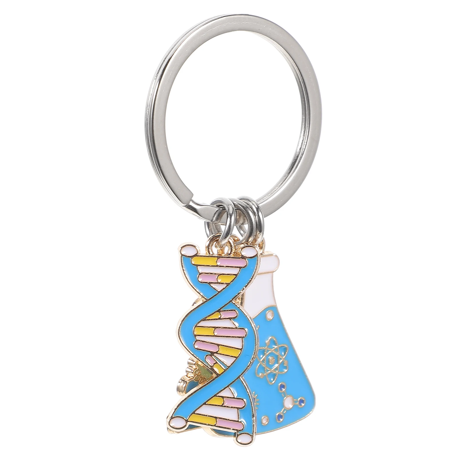 

Microscope Keychain Double Helix Charm Fob Holder Cute Keychains Car Pendant Science Gifts Metal Durable Lightweight Bag Charms
